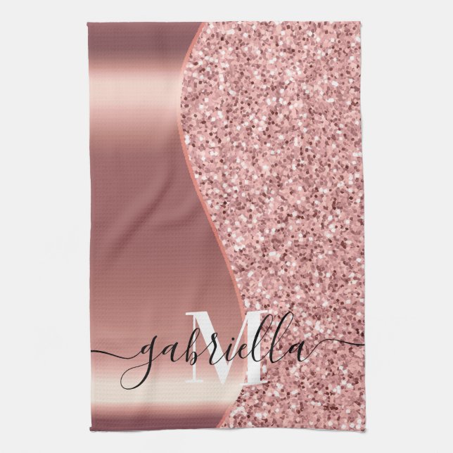 Rose Gold Glitter Foil Kitchen Towel (Vertical)