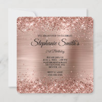 Rose Gold Glitter Foil Monogram 21st Birthday