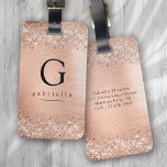Rose Gold Glitter Foil Monogram  Luggage Tag<br><div class="desc">Personalize this foil glitter design with your name and monogram initial.</div>