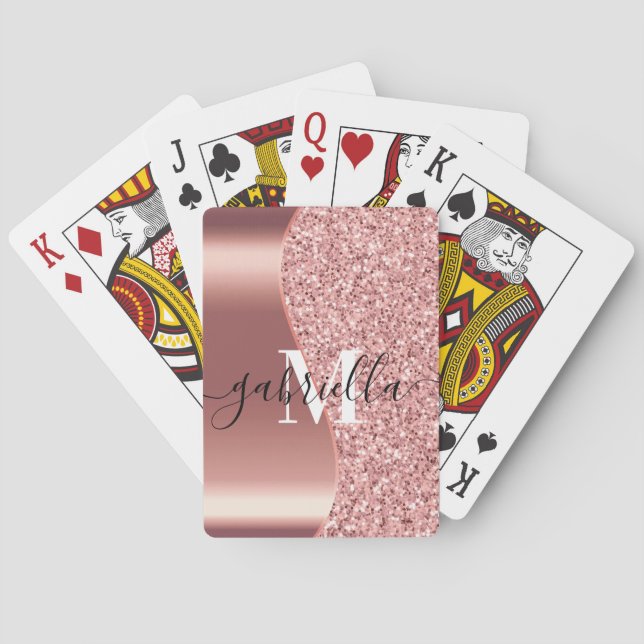 Rose Gold Glitter Foil Playing Cards (Back)