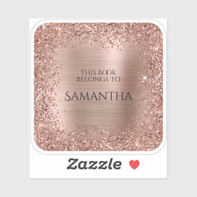 Rose Gold Glitter Foil This Book Belongs To Square (Sheet)
