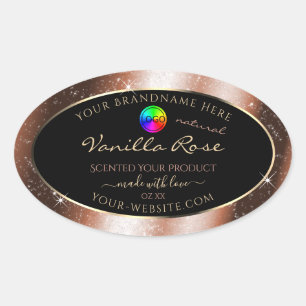 Rose Gold Glitter Frame Product Label with Logo