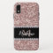 Rose Gold Glitter & Gems with Name and Monogram