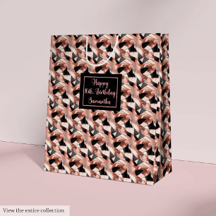 Rose Gold Glitter Gift Bag Lux Birthday Keepsake