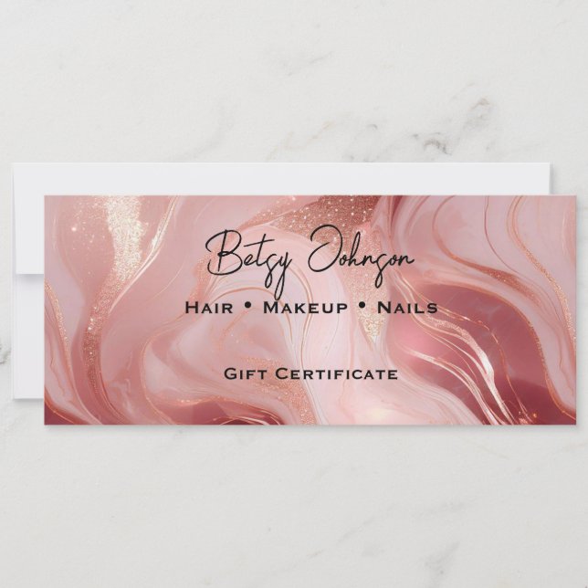 Rose Gold Glitter Gift Certificate Card (Front)
