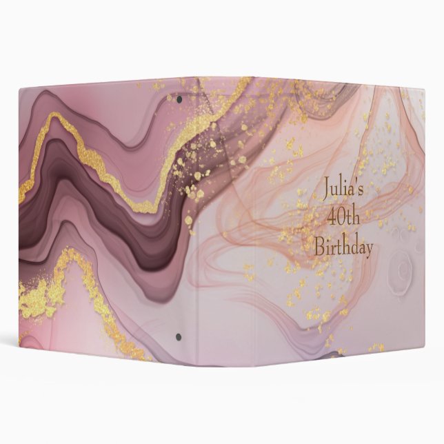 Rose Gold glitter girls birthday Binder (Background)