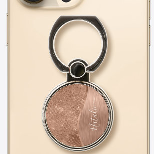 Rose Gold Glitter Glam Bling Personalized Metallic Phone Ring Stand