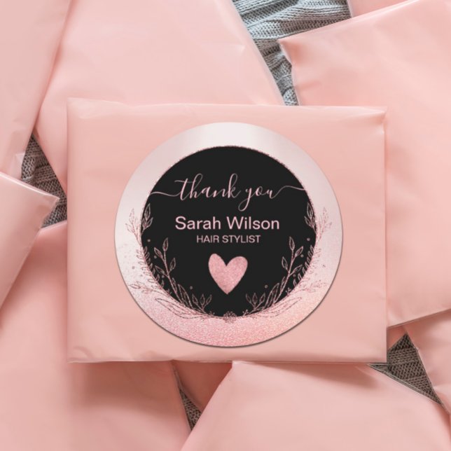 Rose Gold Glitter Glam Floral Wreath  Classic Round Sticker (Creator Uploaded)