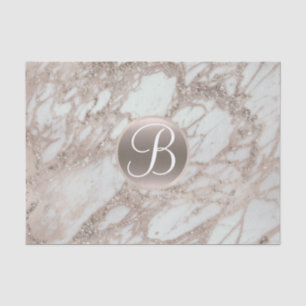 Rose Gold Glitter Glam Monogram Letter Initial Tissue Paper