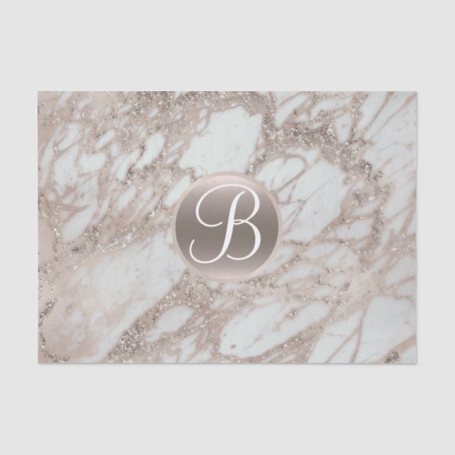 Rose Gold Glitter Glam Monogram Letter Initial Tissue Paper (Front)