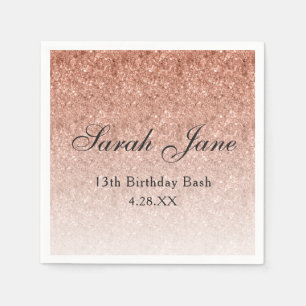 Rose Gold Glitter Glam Personalized Napkin