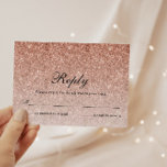 Rose Gold Glitter Glam Personalized Reply Card<br><div class="desc">This beautiful reply card features faux  glitter and your custom text. Use the template form the add your information.  Use the Cutsomize feature to change the font and the text layouts.</div>