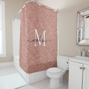 Rose Gold Glitter Glam Sparkle Monogram Script