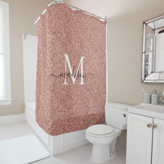 Rose Gold Glitter Glam Sparkle Monogram Script (In Situ)
