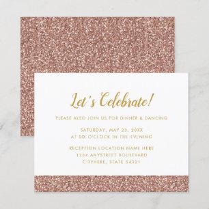 Rose Gold Glitter & Gold A2 Reception Card