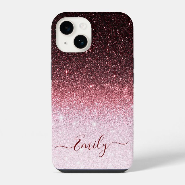Rose gold Glitter Gradient  iPhone Case (Back)