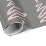 Rose Gold Glitter & Grey Christmas Tree Pattern Wrapping Paper<br><div class="desc">Modern Christmas design in faux rose gold glitter and grey.</div>