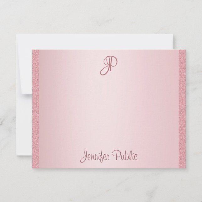 Rose Gold Glitter Hand Script Monogram Template (Front)