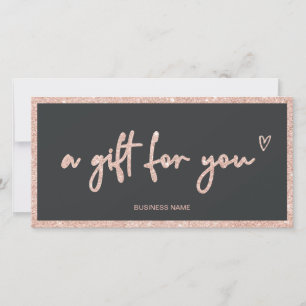Rose Gold glitter heart grey logo gift certificate