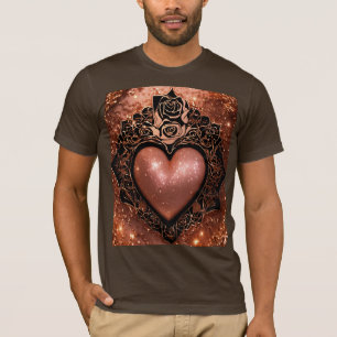 Rose Gold Glitter Heart T-Shirt – Animated Design