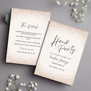 Rose Gold Glitter Hens Party Invitation Itinerary