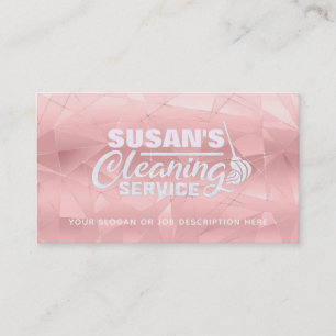 Rose Gold Glitter House Cleaning Business Cards