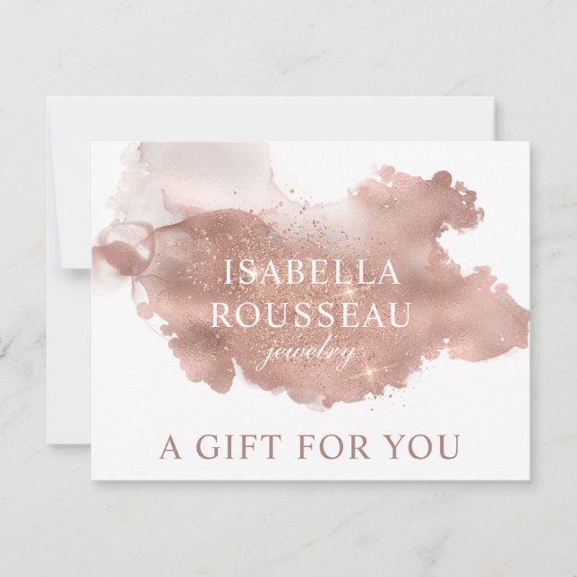 Rose Gold Glitter Ink Jewellery Gift Certificate (Front)