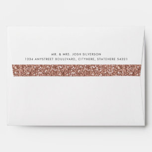 Rose Gold Glitter Inside Return Address Pink Envelope