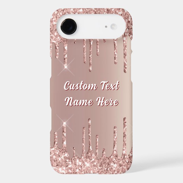 Rose Gold Glitter iPhone Case Personalized Text (Verso)