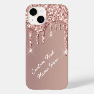 Rose Gold Glitter iPhone Case with Custom Text