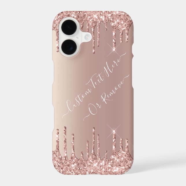 Rose Gold Glitter iPhone Case with Custom Text (Verso)