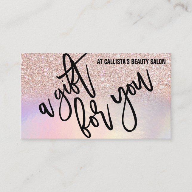 Rose Gold Glitter Iridescent Gift Certificate (Front)