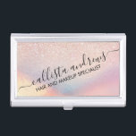 Rose Gold Glitter Iridescent Holographic Gradient Business Card Holder<br><div class="desc">This elegant and chic design is perfect for the trendy and stylish girly girl. It features faux printed rose gold glitter with pink, peach, blue, and purple iridescent holographic ombre gradient design. It's modern, cool, unique, glamourous, and original. ***IMPORTANT DESIGN NOTE: For any custom design request such as matching product...</div>