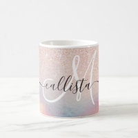 Rose Gold Glitter Iridescent Holographic Gradient
