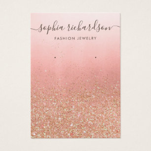 Rose gold glitter jewellery earring display card