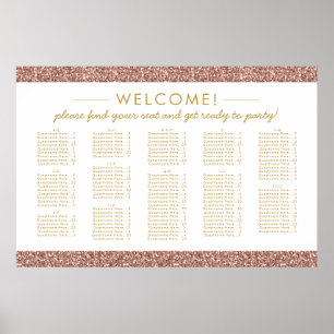Rose Gold Glitter Large Alphabetical Seating Chart