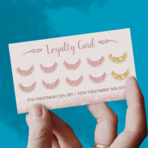 Rose Gold Glitter Lash Salon Blush Pink 10 Loyalty Card