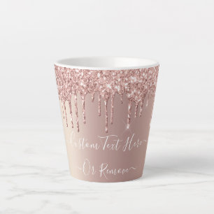Rose Gold Glitter Latte Mug - Custom Text Name
