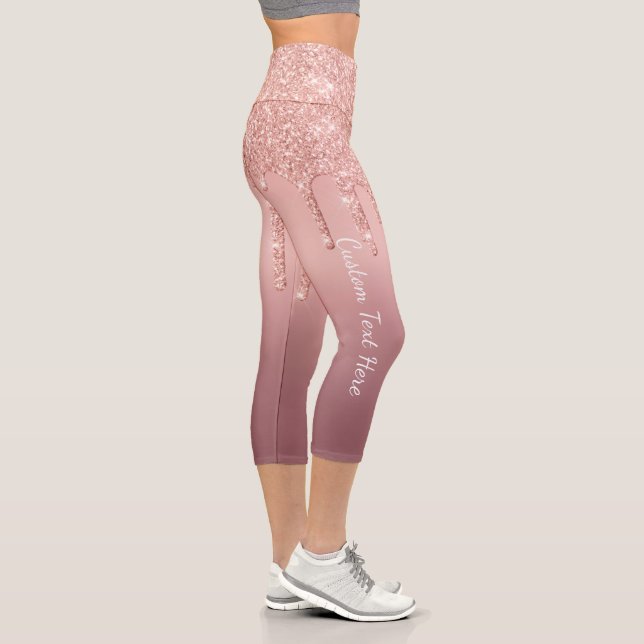 Rose Gold Glitter Leggings Personalized Text (Right)