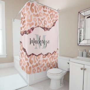 Rose Gold Glitter Leopard Print