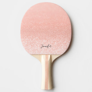 Rose Gold Glitter Lights Personalized Ping Pong Paddle
