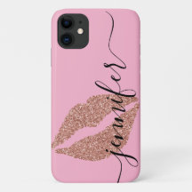 Rose Gold Glitter Lips, Personalized Pink