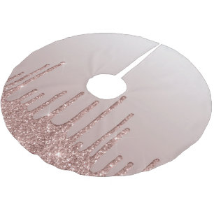 Rose Gold Glitter Liquid Drips Brushed Polyester Tree Skirt