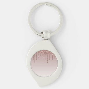 Rose Gold Glitter Liquid Drips Keychain