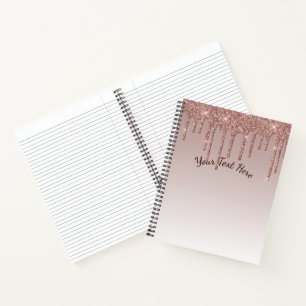 Rose Gold Glitter Liquid Drips Notebook