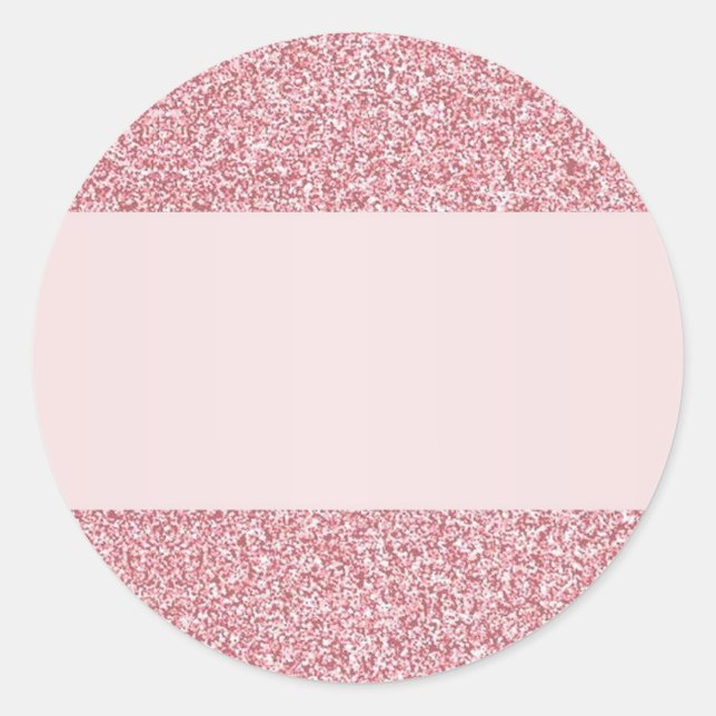 Rose Gold Glitter Look Add Text Blank Template Classic Round Sticker (Front)
