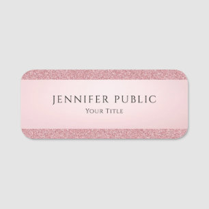 Rose Gold Glitter Look Elegant Template Custom Name Tag