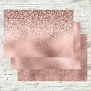 Rose Gold Glitter look Faux Foil Print Wrapping Paper Sheet