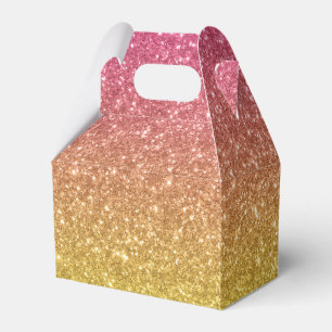 Rose Gold Glitter Look Favor Box