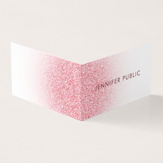 Rose Gold Glitter Look Modern Elegant Template Business Card (Outside)